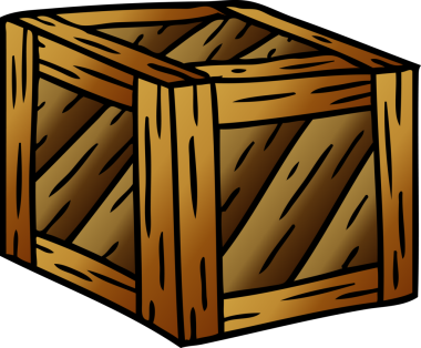 Bir insan tarafından çizilmiş ahşap bir sandığın el çizimi karikatürü.