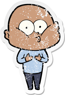 Bir insan tarafından çizilmiş kel bir adamın sıkıntılı çıkartması.