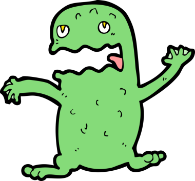 Bir insan tarafından çizilmiş komik bir kurbağa.