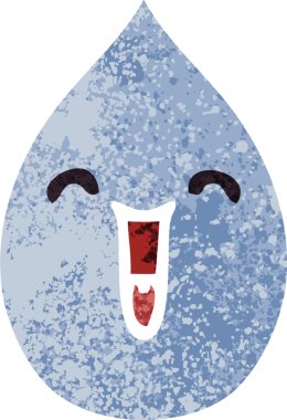 Retro illüstrasyon tarzı tuhaf çizgi film duygusal yağmur damlası bir insan tarafından çizildi