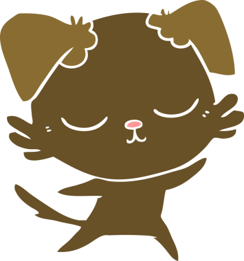 Bir insan tarafından çizilmiş şirin düz renkli çizgi film köpeği.