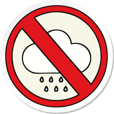 Sevimli bir karikatürün çıkartması. Yağmur yağmasına izin verilmiyor.