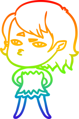 Gökkuşağı gradyan çizimi Bir insan tarafından çizilen vampir kız çizgi