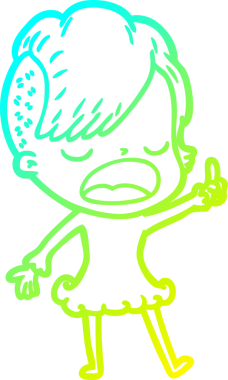 Bir insan tarafından çizilmiş havalı bir hippi kızın soğuk gradyan çizimi.