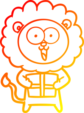 Bir insan tarafından çizilmiş mutlu çizgi film aslanının sıcak çizgi çizimi