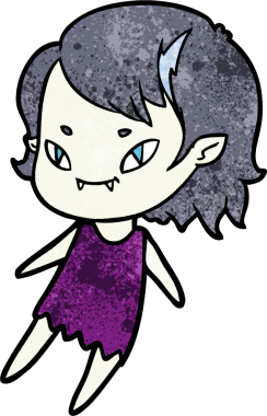 Bir insan tarafından çizilmiş çizgi film dostu vampir kız.