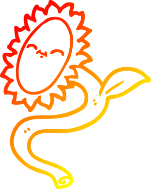 Bir insan tarafından çizilmiş bir ayçiçeğinin sıcak çizgi çizimi