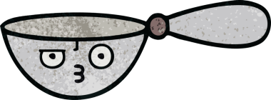 Bir insan tarafından çizilmiş bir kaşık retro grunge desen karikatürü.