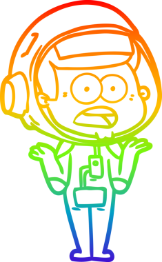 gökkuşağı gradyan çizgi çizimi bir insan tarafından çizilmiş astronot şaşırttı