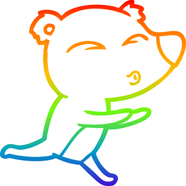 Gökkuşağı gradyan çizgi çizimi bir insan tarafından çizilmiş koşu ayısı