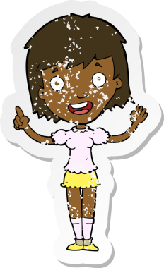 Bir insan tarafından çizilmiş karikatür kadının gerilmiş çıkartması.