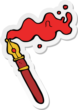 Bir insan tarafından çizilmiş karikatür dolmakalemi etiketi.