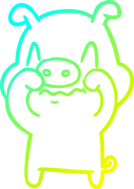 Bir insan tarafından çizilmiş bir domuz çizgi filminin soğuk gradyanı.