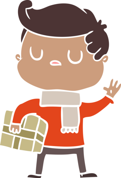 Bir insan tarafından çizilmiş düz renk çizgi film karakteri