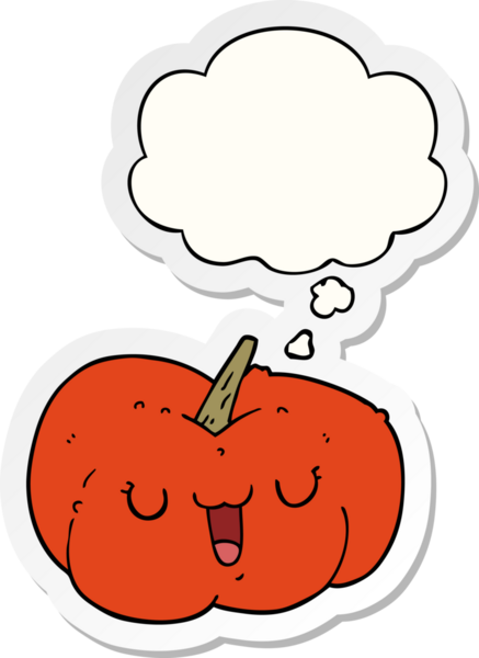 Düşünce baloncuklu balkabağı insan tarafından çizilmiş bir çıkartma.