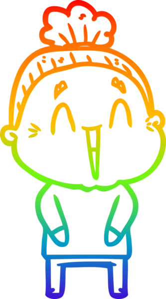 Gökkuşağı gradyan çizgi çizimi Bir insan tarafından çizilmiş mutlu yaşlı kadın