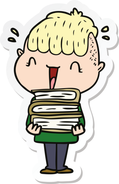 Çizgi film çıkartması. Mutlu çocuk. Bir insan tarafından çizilmiş.