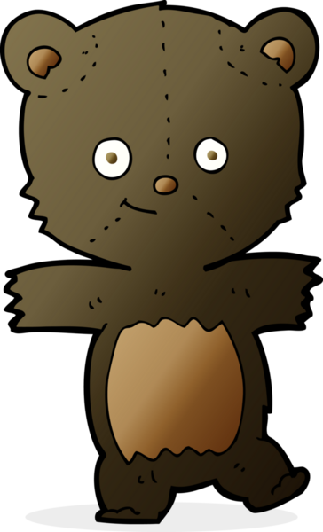 Bir insan tarafından çizilmiş sevimli siyah oyuncak ayı.