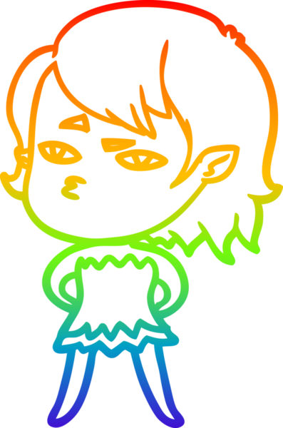 Gökkuşağı gradyan çizimi Bir insan tarafından çizilen vampir kız çizgi