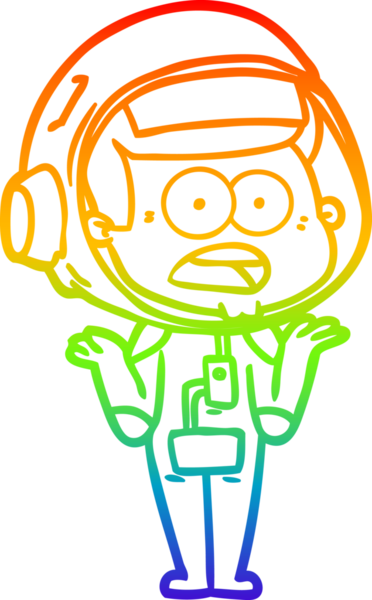 gökkuşağı gradyan çizgi çizimi bir insan tarafından çizilmiş astronot şaşırttı