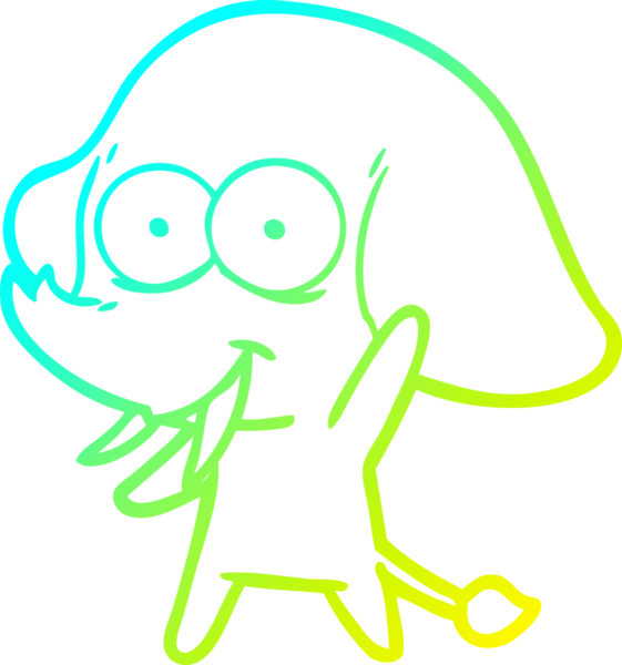 Bir insan tarafından çizilmiş mutlu bir filin soğuk gradyan çizgisi.