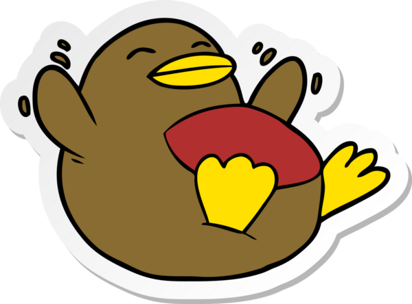 Robin 'in bir insan tarafından çizilmiş karikatür çıkartması.