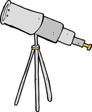 bir insan tarafından çizilmiş bir teleskop.
