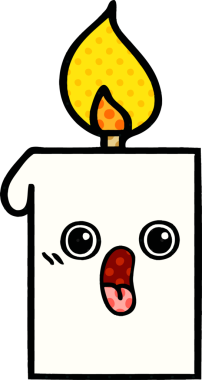 Bir insan tarafından çizilmiş çizgi roman tarzı yanan mum.