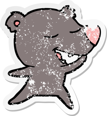 Bir insan tarafından çizilmiş karikatür ayısının sıkıntılı çıkartması.