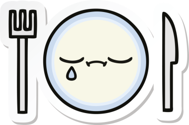 Bir insan tarafından çizilmiş şirin bir yemek tabağının çıkartması.