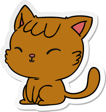 Bir insan tarafından çizilmiş sevimli kawaii kedisinin çizilmiş bir karikatür çizimi