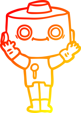 Bir insan tarafından çizilen çizgi film robotunun sıcak çizgi çizimi