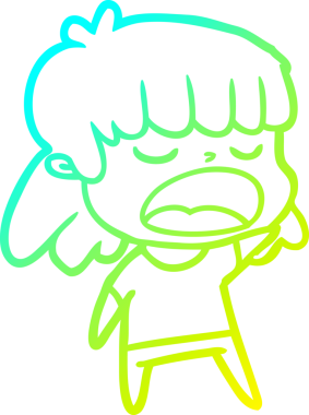 Bir insan tarafından yüksek sesle çizilmiş bir karikatür kadın çizimi.