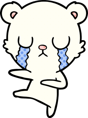 Bir insan tarafından çizilmiş ağlayan kutup ayısı çizgi filmi.