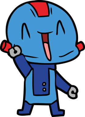 Bir insan tarafından çizilmiş çizgi film robotu