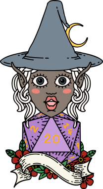 Retro Dövme Biçimli elf karakteri Bir insan tarafından çizilmiş doğal yirmi zar atışıyla