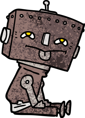 Bir insan tarafından çizilmiş çizgi film robotu