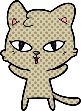 Bir insan tarafından çizilmiş çizgi film kedisi.