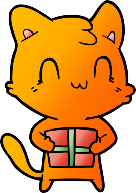 Bir insan tarafından çizilmiş mutlu bir kedi.