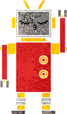 Bir insan tarafından çizilmiş bir robotun retro çizim tarzı karikatürü