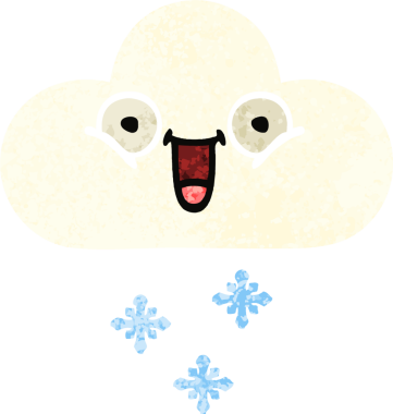 Bir insan tarafından çizilmiş bir kar bulutunun retro çizim tarzı karikatürü