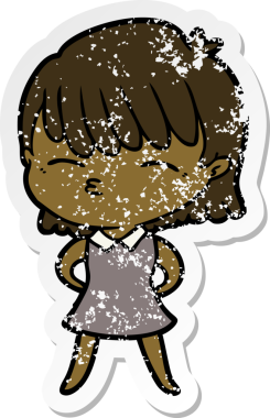 Bir insan tarafından çizilmiş karikatür bir kadının sıkıntılı çıkartması.