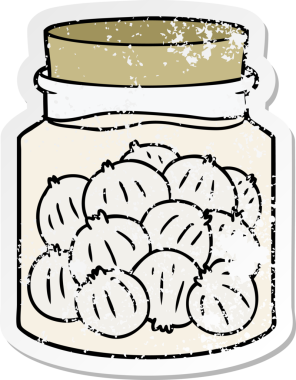 Bir insan tarafından çizilmiş soğan turşusu karikatürünün sıkıntılı çıkartması