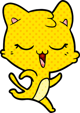 Bir insan tarafından çizilmiş çizgi film kedisi.