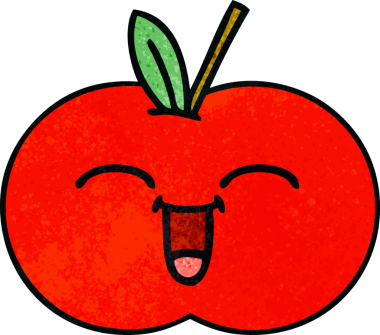 Bir insan tarafından çizilmiş kırmızı elmanın retro grunge deseni.