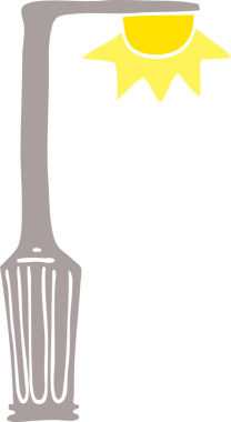 Bir insan tarafından çizilmiş düz renk çizim çizgi film lambası.