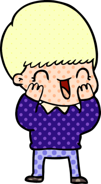 Bir insan tarafından çizilmiş mutlu çizgi film çocuğu.