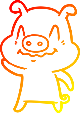 Bir insan tarafından çizilmiş gergin bir domuz çizgi çizimi.