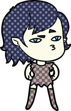 Bir insan tarafından çizilmiş vampir kız çizgi filmi.