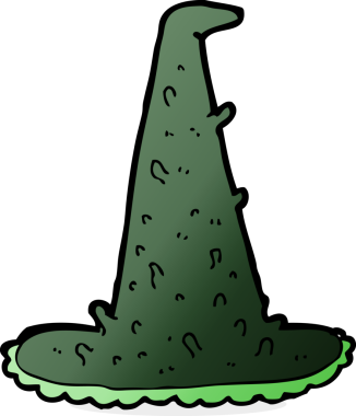 Bir insan tarafından çizilmiş ürkütücü cadı şapkası.